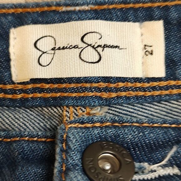 Jessica Simpson adorn high waist denim jean distressed skirt Sz 27 NWOT - Picture 3 of 7